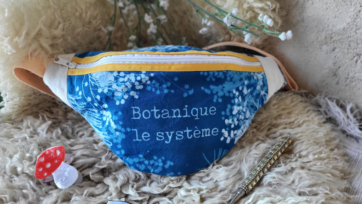 Sac banane 🌿"Botanique le système"🌿 full cyanotype 💙