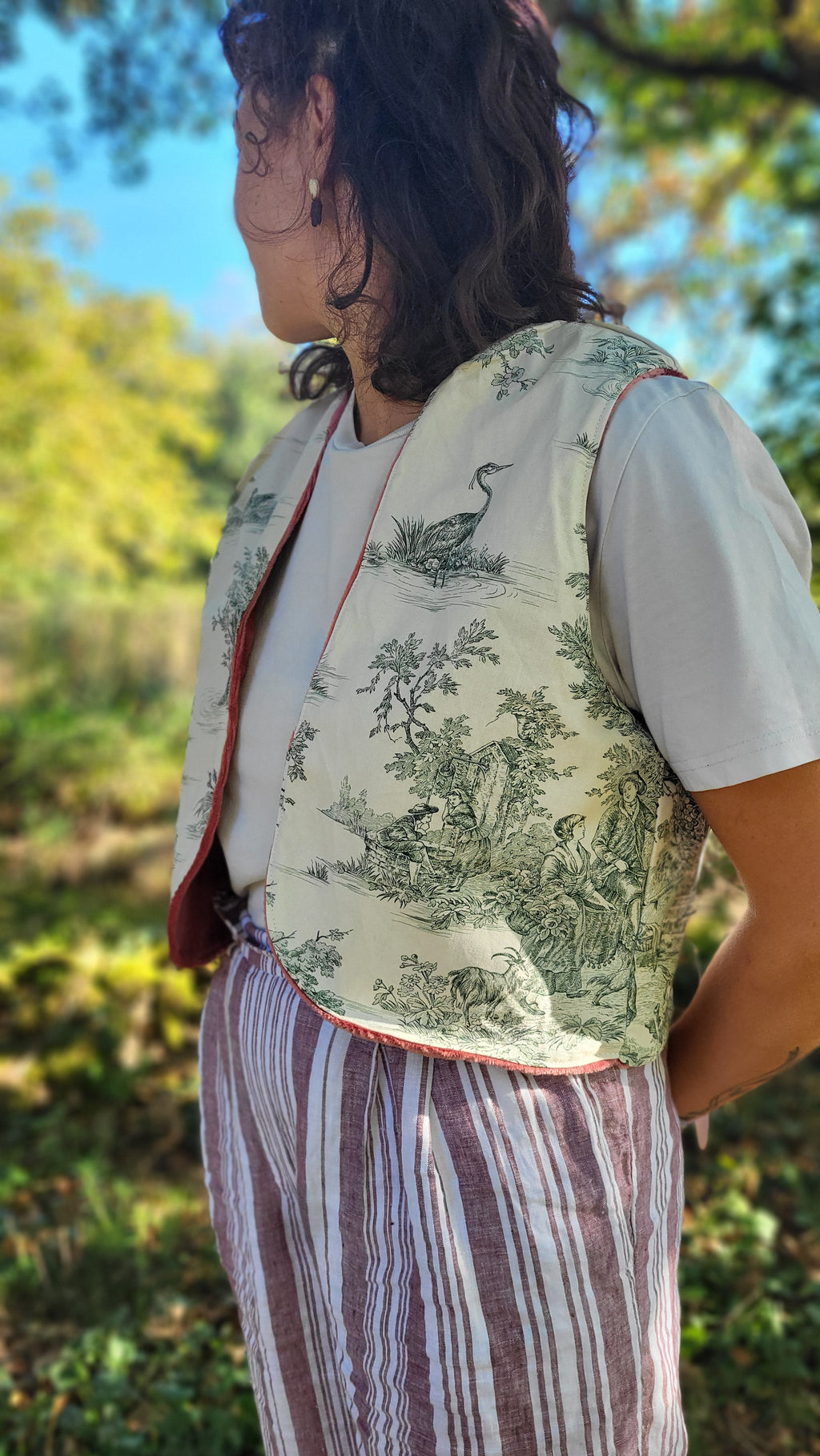 Gilet de bergère toile de jouy 💚