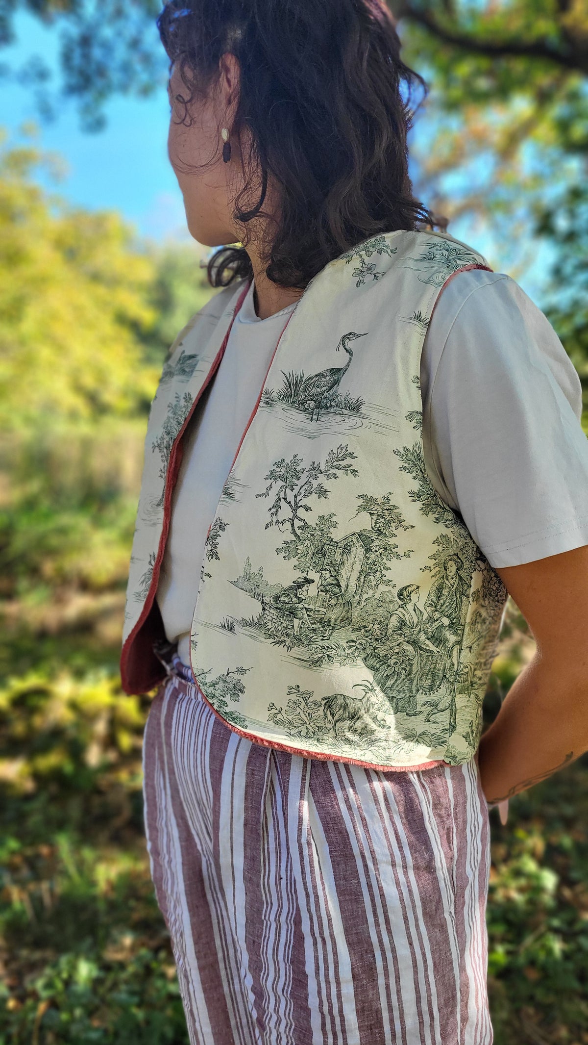 Gilet de bergère toile de jouy 💚