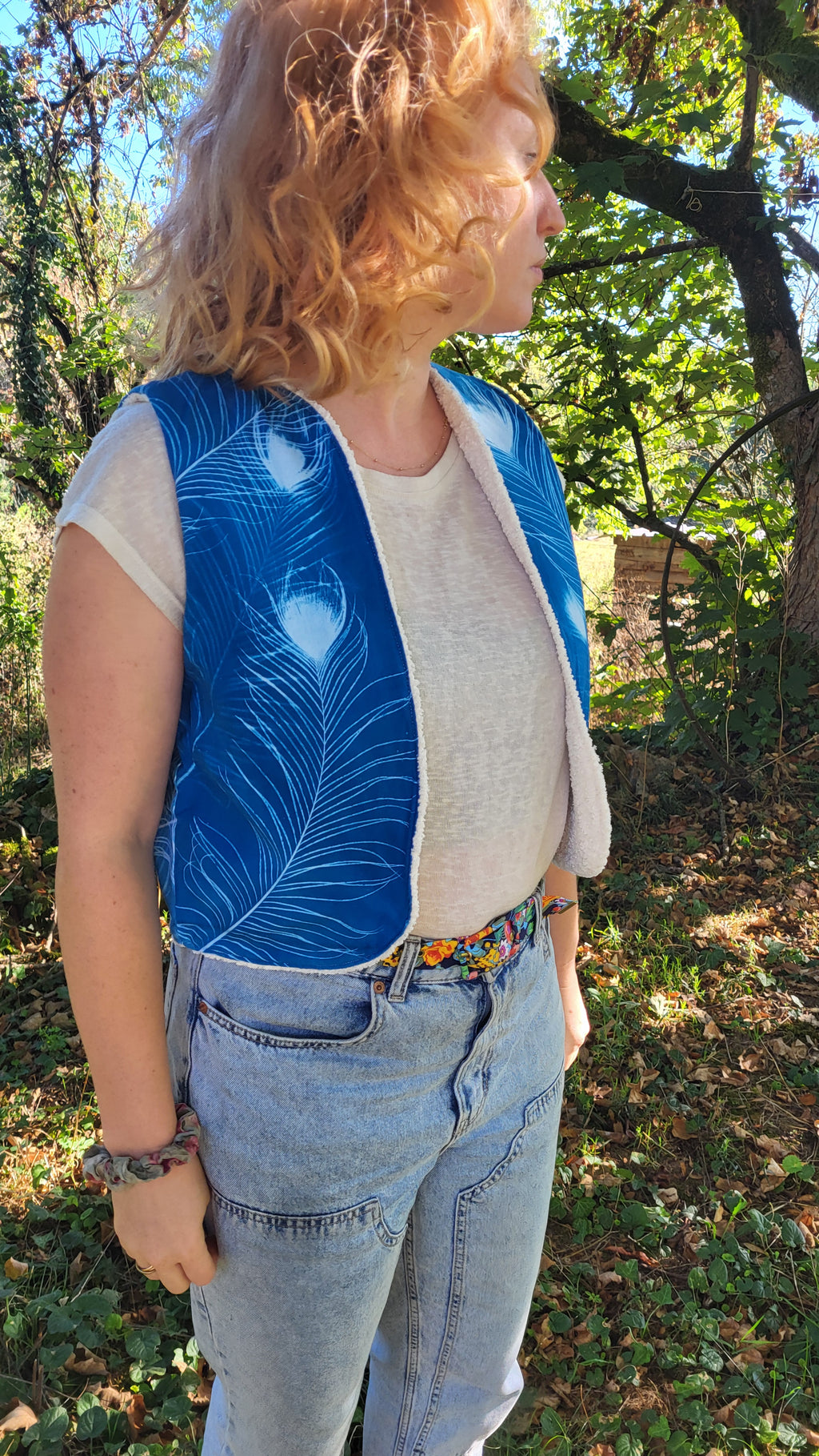 Gilet de bergère 🧹"Sorcière"🧹 cyanotypé 💙