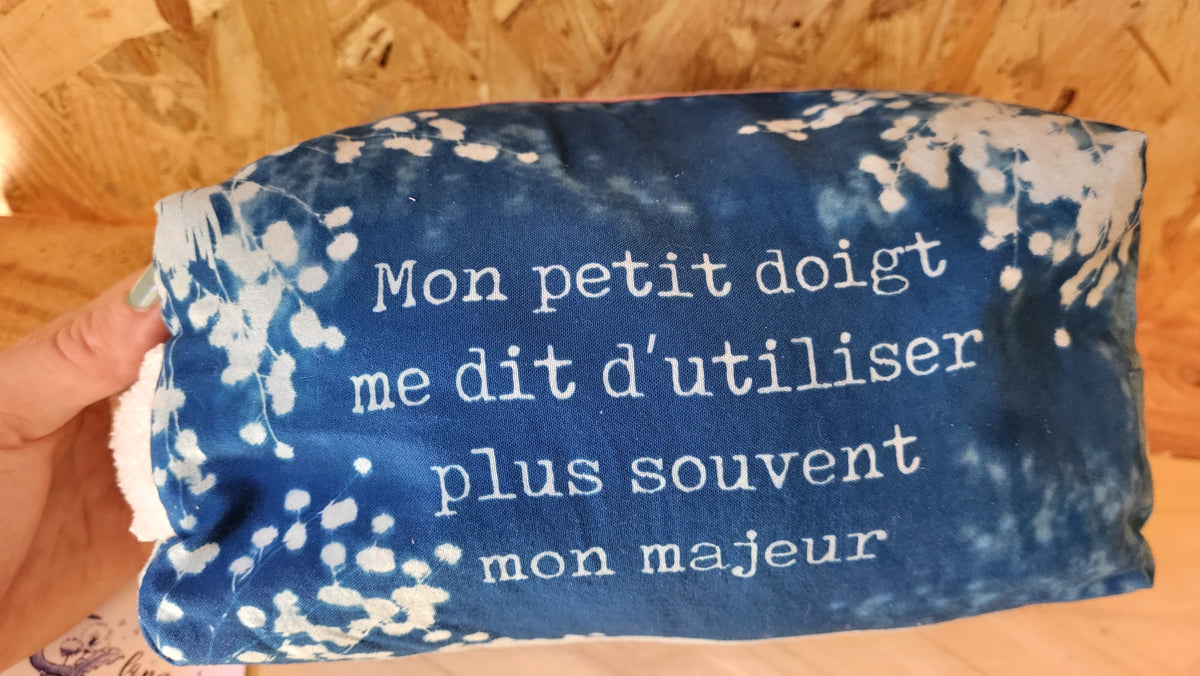 Trousse dodue ✌️"Petit doigt"🤘 cyanotypée 💙