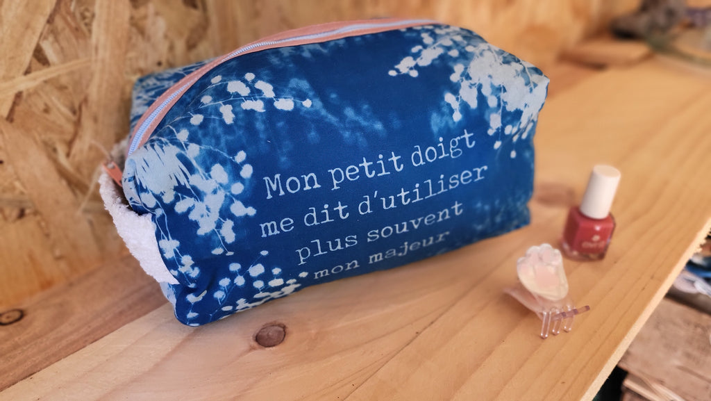 Trousse dodue ✌️"Petit doigt"🤘 cyanotypée 💙