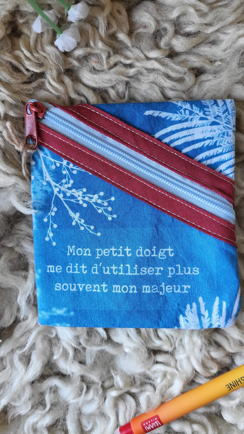 Porte-sous ✌️"Petit doigt"✌️ cyanotypé 💙