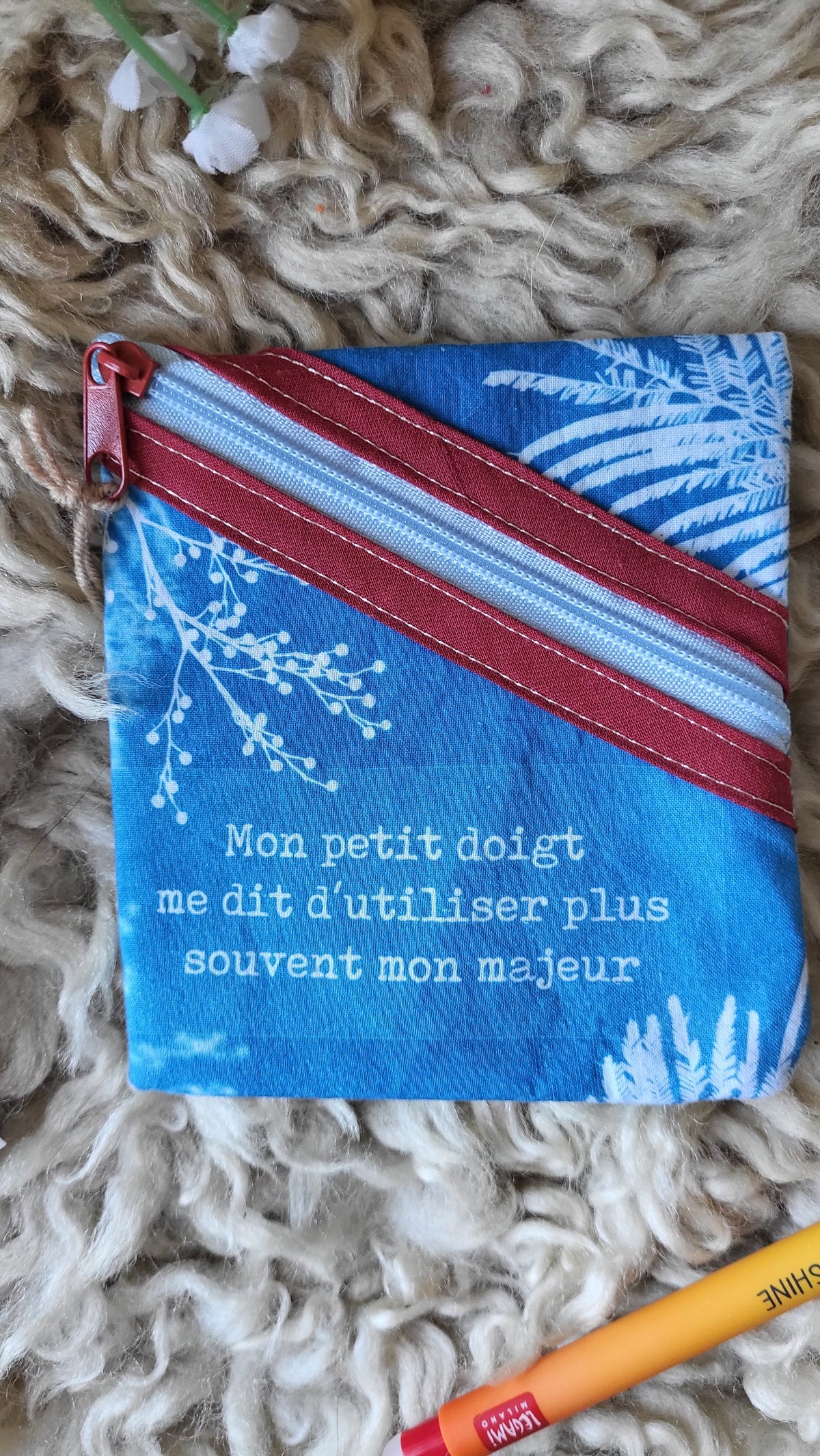 Porte-sous ✌️"Petit doigt"✌️ cyanotypé 💙