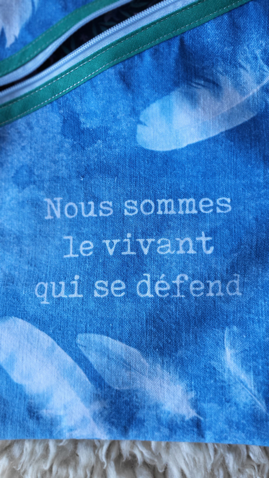 Pochette à livre 🍂"Vivant"🌿 cyanotypée 💙