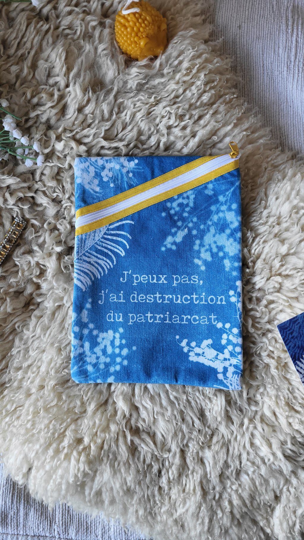 Pochette à livre 🔥"Patriarcat"🔥 cyanotypée 💙