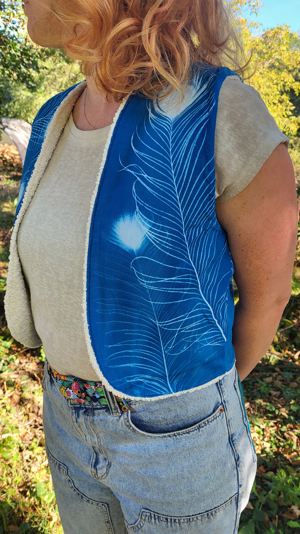 Gilet de bergère 🧹"Sorcière"🧹 cyanotypé 💙