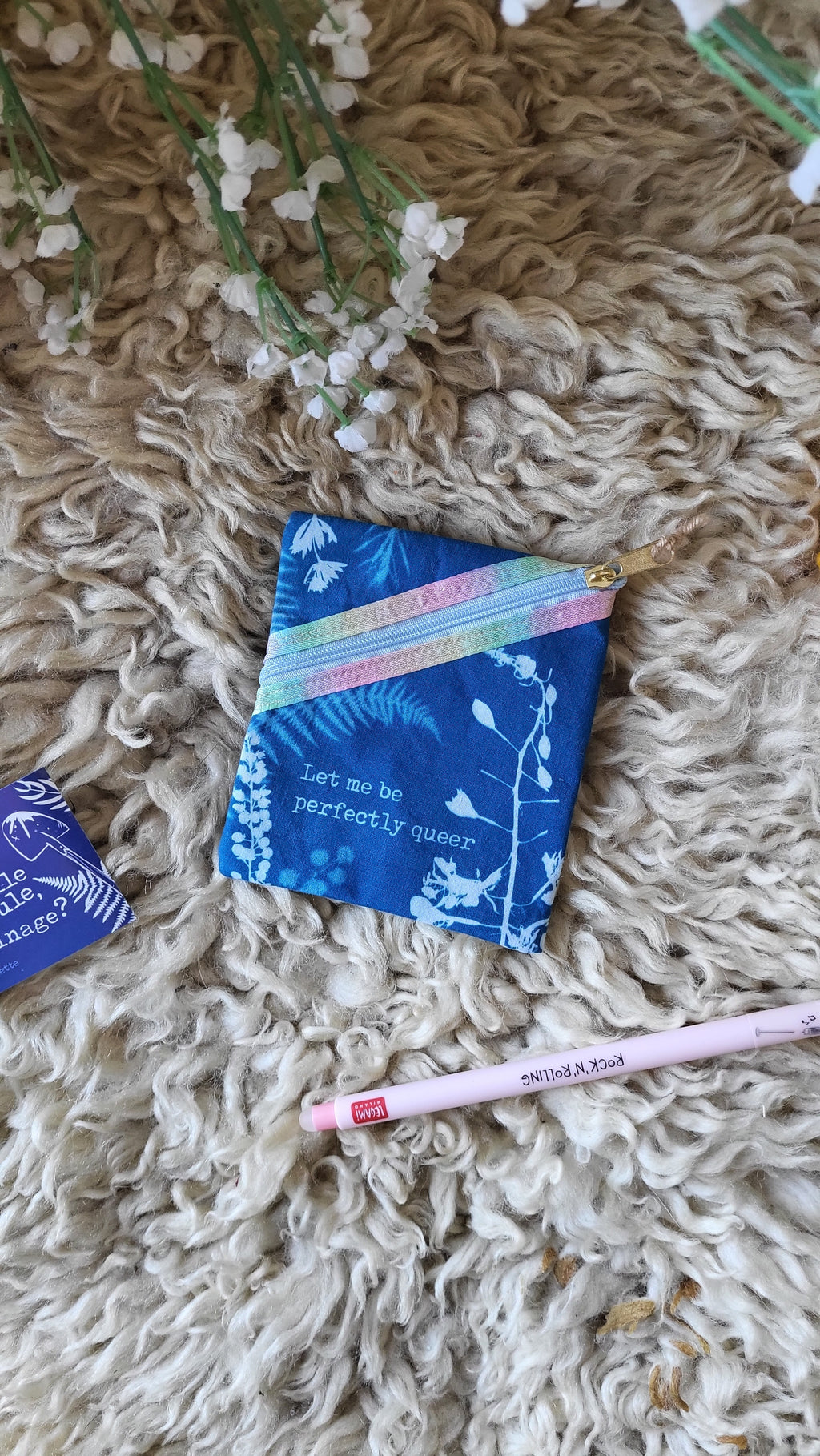Porte-sous 🌈"Queer"🌈 cyanotypé 💙