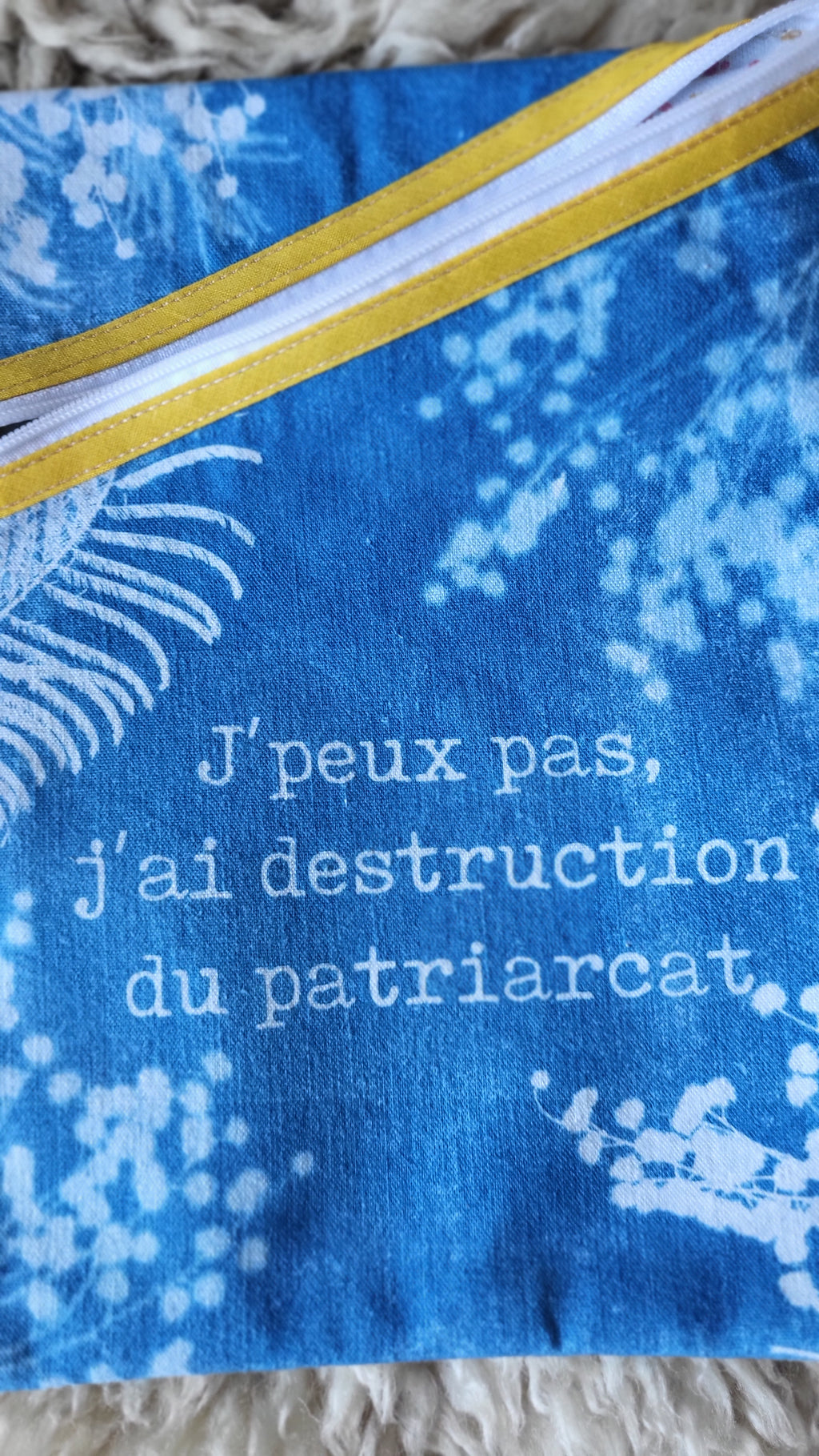 Pochette à livre 🔥"Patriarcat"🔥 cyanotypée 💙