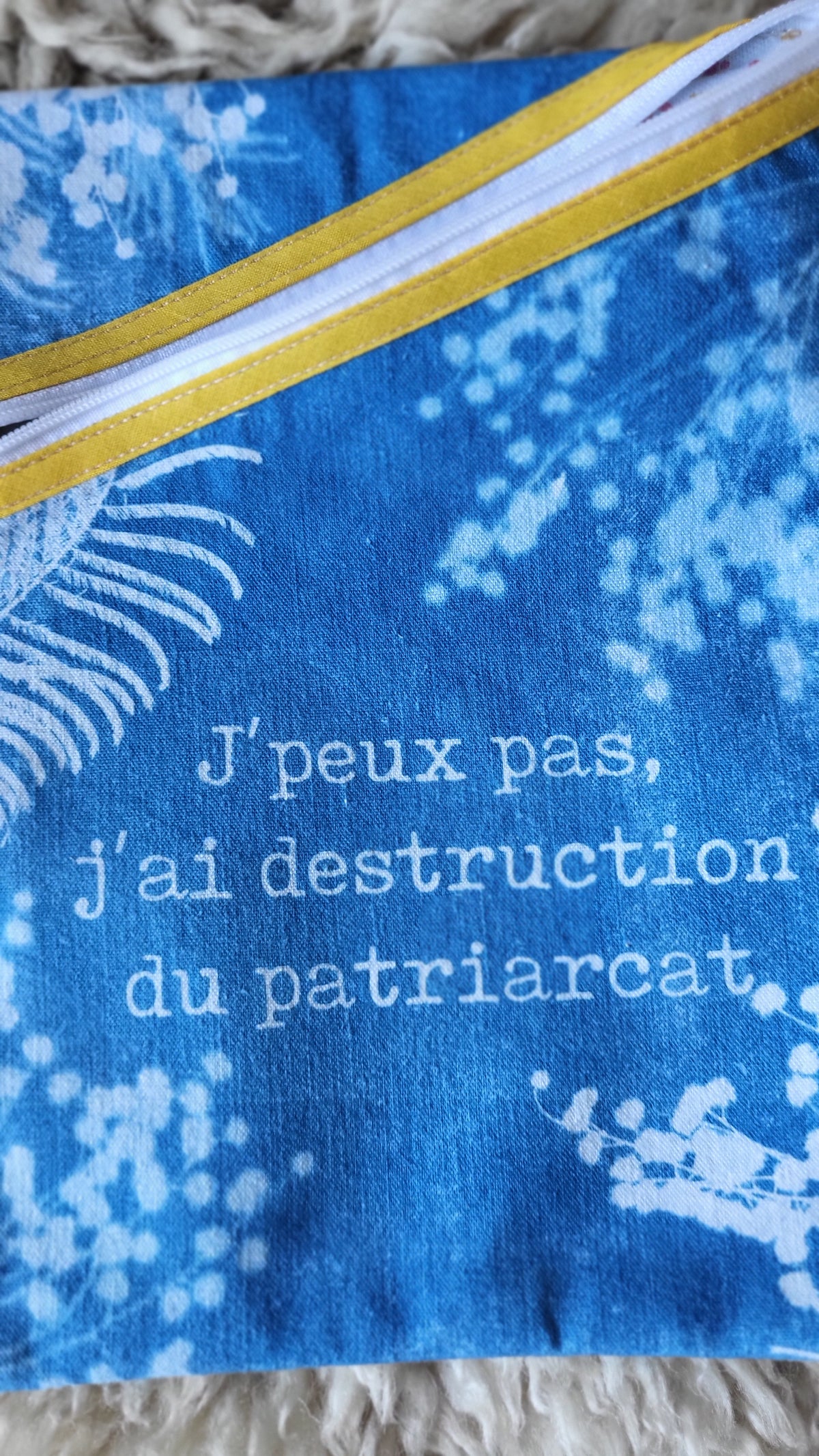 Pochette à livre 🔥"Patriarcat"🔥 cyanotypée 💙