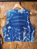 Gilet de bergère 🔥"Patriarcat"🔥 cyanotypé 💙
