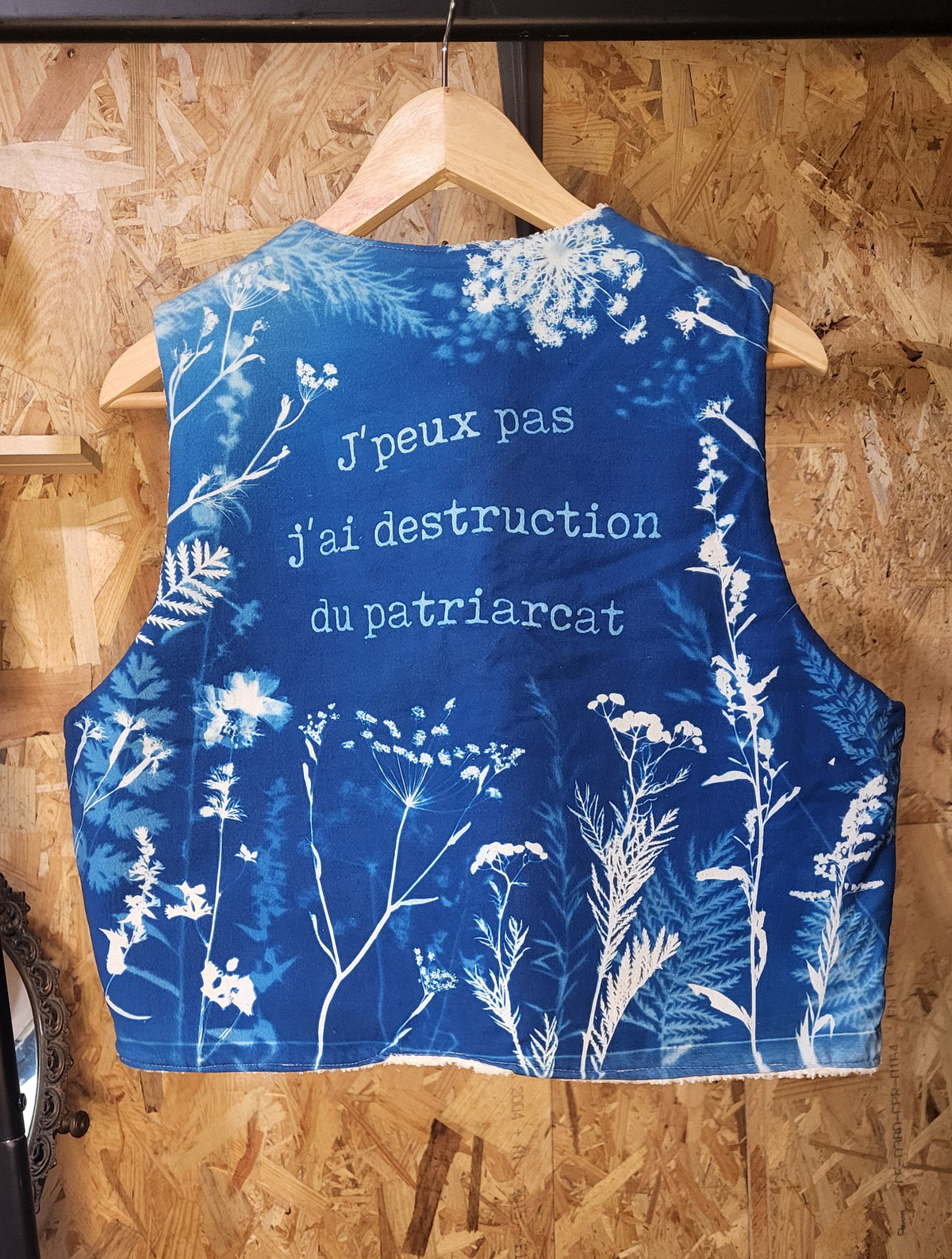 Gilet de bergère 🔥"Patriarcat"🔥 cyanotypé 💙