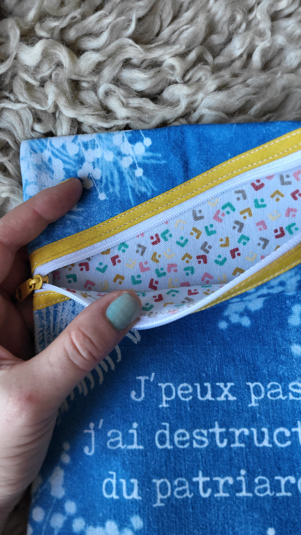 Pochette à livre 🔥"Patriarcat"🔥 cyanotypée 💙