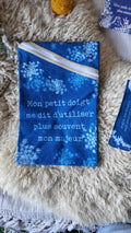 Pochette à livre ✌️"Petit doigt"✌️ cyanotypée 💙