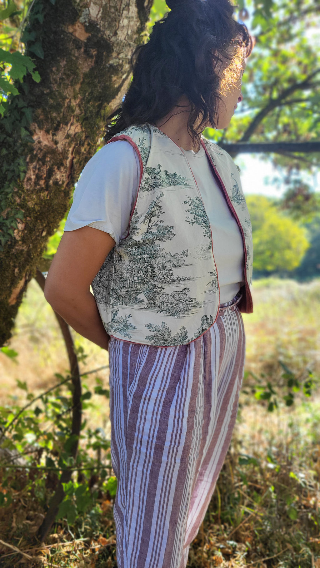 Gilet de bergère toile de jouy 💚